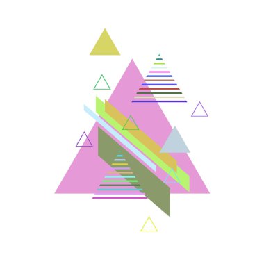 Beyaz arka plan üzerinde soyut renkli üçgenler