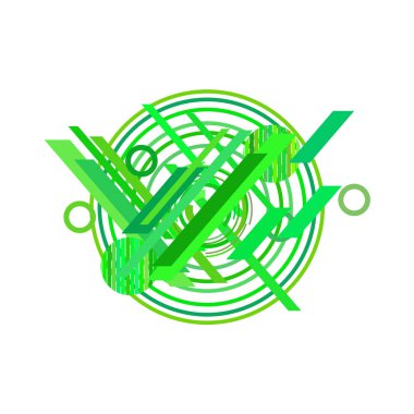 Beyaz arka plan üzerinde soyut yeşil daireler ve çizgiler