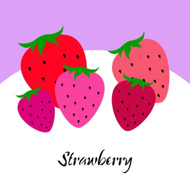 Yazı ile çilek İllüstrasyon, vektör 