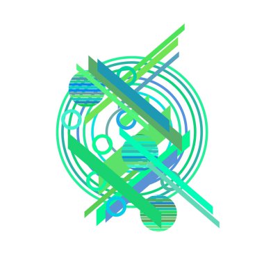 Mavi ve yeşil renklerde geometrik desen, vektör çizimi