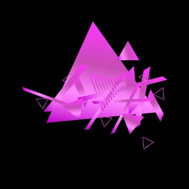 Siyah arka plan üzerinde pembe üçgenler ile geometrik desen
