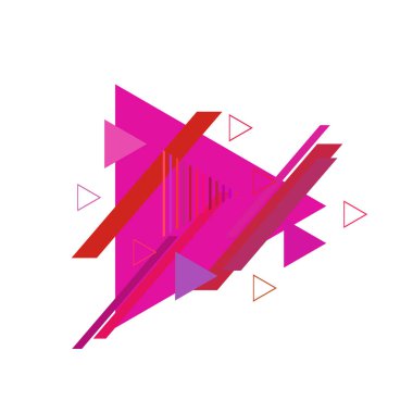 Beyaz arka plan üzerinde pembe ve kırmızı üçgenler ile soyut desen