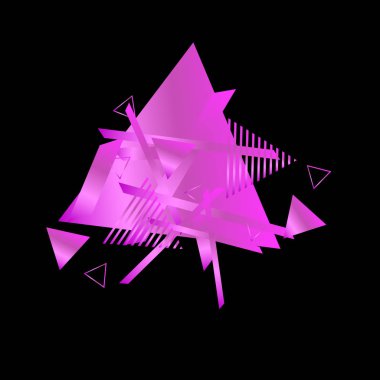 Siyah arka plan üzerinde pembe üçgenler ile geometrik desen