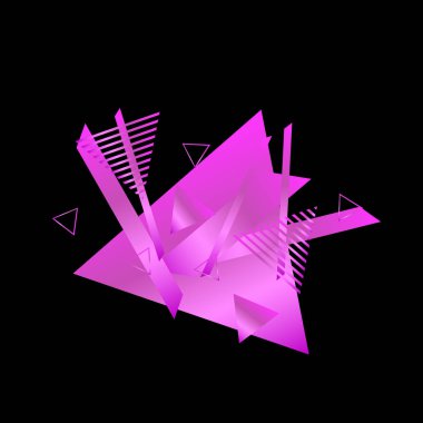 Siyah arka plan üzerinde pembe üçgenler ile geometrik desen