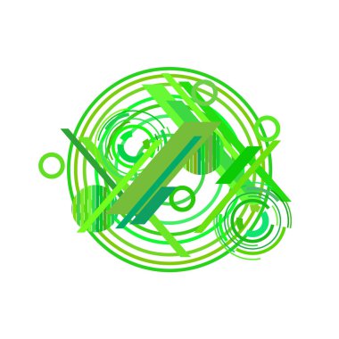 Beyaz arka plan üzerinde soyut yeşil daireler ve çizgiler