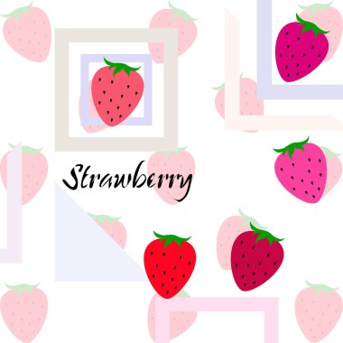 Yazı ile çilek İllüstrasyon, vektör 