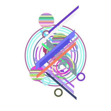 Beyaz arka plan üzerinde renkli daireler ile soyut desen