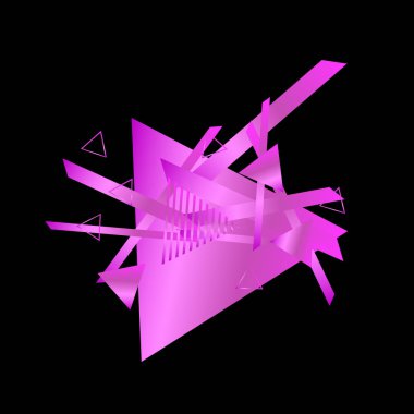 Siyah arka plan üzerinde pembe üçgenler ile geometrik desen
