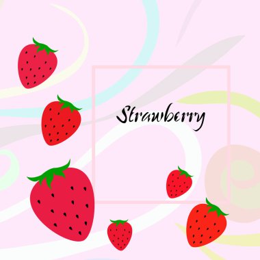 Yazı ile çilek İllüstrasyon, vektör 