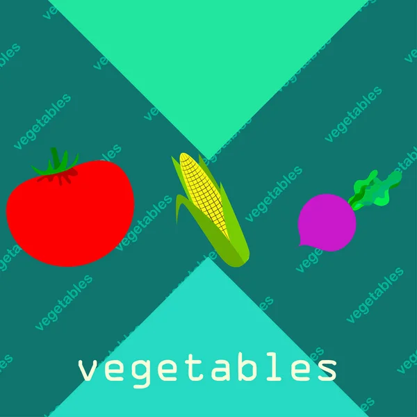 Einfache Darstellung Von Gemüse Mit Schriftzug Vektor — Stockvektor