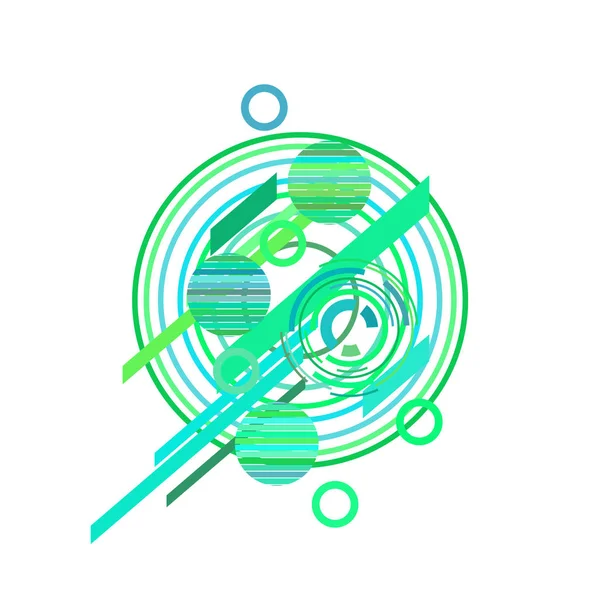 白色背景上绿色和蓝色的不同圆圈 — 图库矢量图片