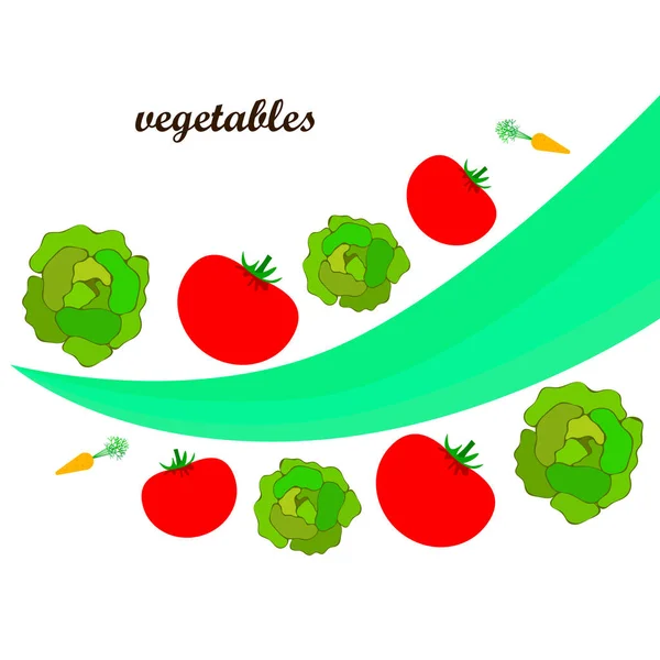 Ilustración Simple Verduras Colores Vector — Vector de stock