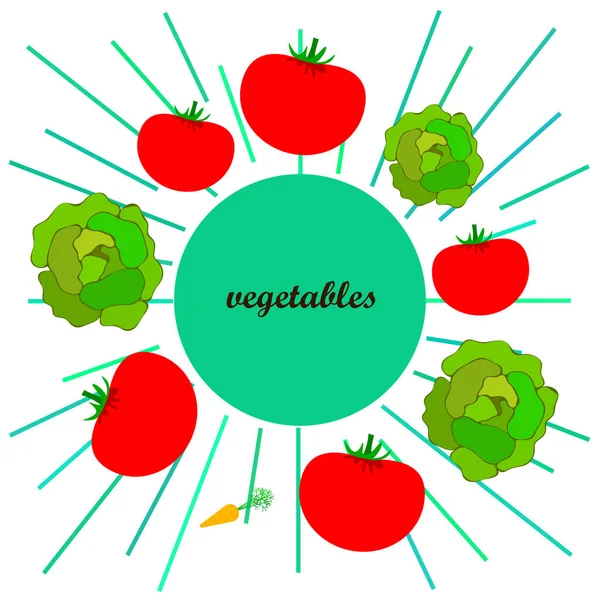 Ilustración Simple Verduras Colores Vector — Vector de stock