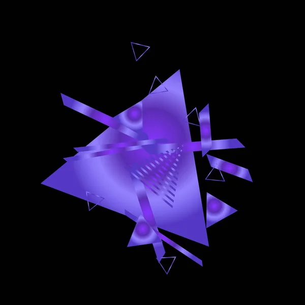 黑色背景上带有紫色三角形的几何图案 — 图库矢量图片