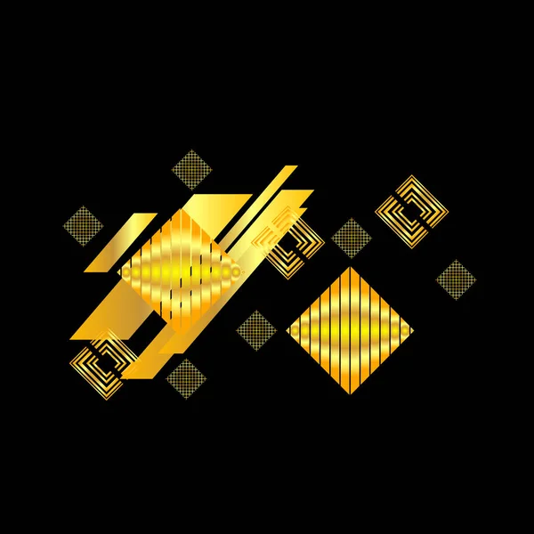 Geometrisch Patroon Met Gouden Rhombuses Zwart Vector Illustratie — Stockvector