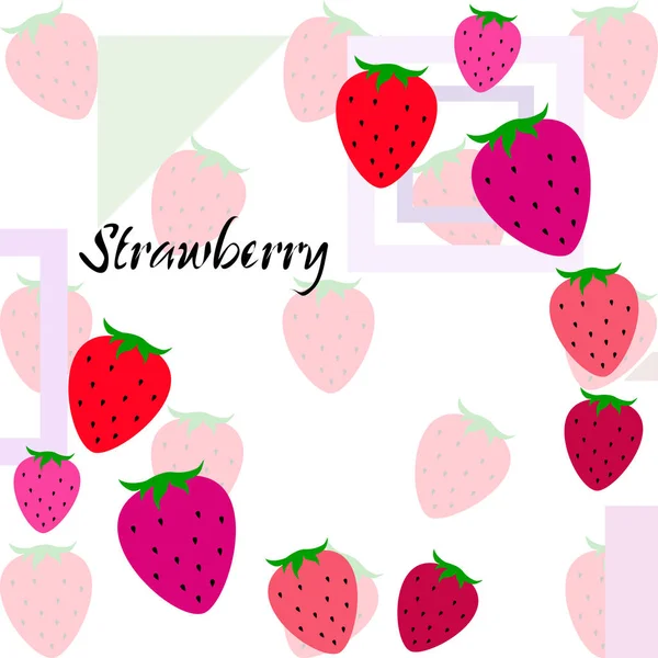 Abbildung Von Erdbeeren Mit Schriftzug Vektor — Stockvektor