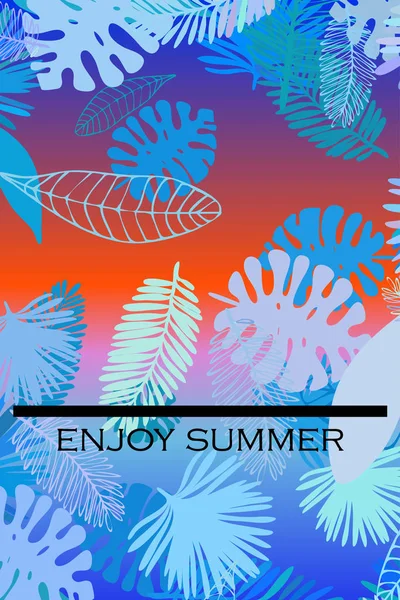 Leaves Tropical Plants Color Summer Postcard Summer Vacation Vector Background — Stock Vector