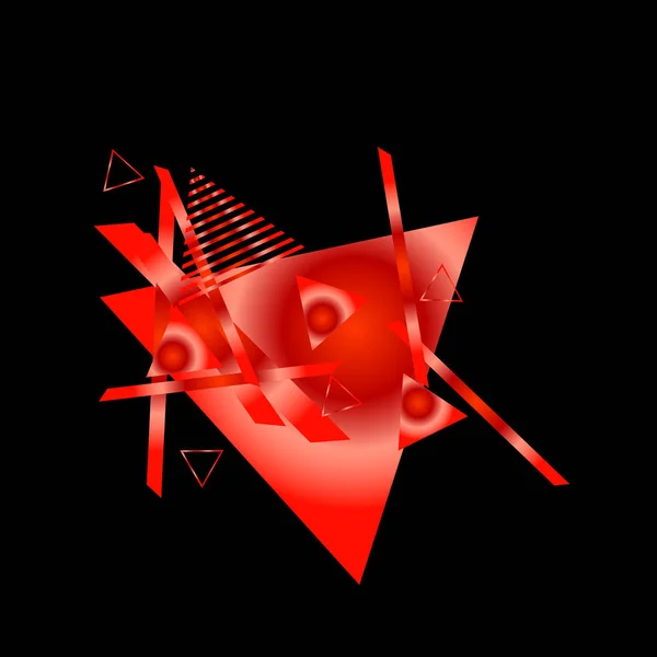 Siyah Arka Plan Üzerinde Kırmızı Üçgenler Ile Geometrik Desen — Stok Vektör