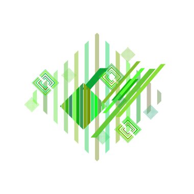 Beyaz arka plan üzerinde yeşil eşkenar dörtgen ile soyut desen