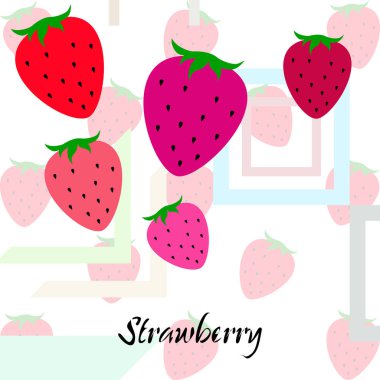 Yazı ile çilek İllüstrasyon, vektör 