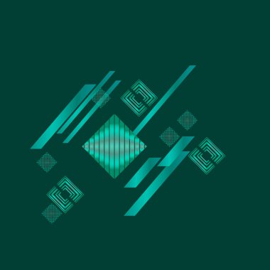 Koyu yeşil arka plan üzerine soyut turkuaz eşkenar dörtgen