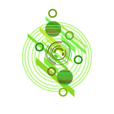 Beyaz arka plan üzerinde yeşil daireler ile soyut desen, vektör illüstrasyon