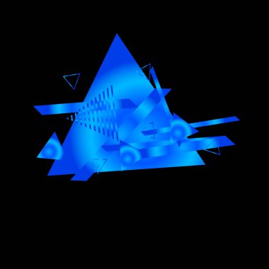 Siyah arka plan üzerinde mavi üçgenler ile geometrik desen