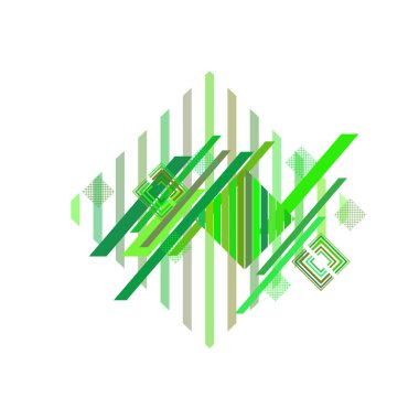 Beyaz arka plan üzerinde yeşil eşkenar dörtgen ile soyut desen