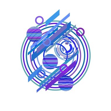 Beyaz arka plan üzerinde mavi daireler ile soyut desen, vektör illüstrasyon