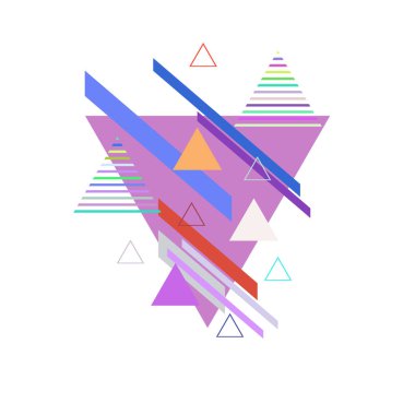 Beyaz arka plan üzerinde soyut renkli üçgenler