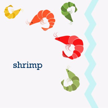 Karidestaze deniz ürünleri. Vektör backgroung. Gıda ve restoran tasarımı.