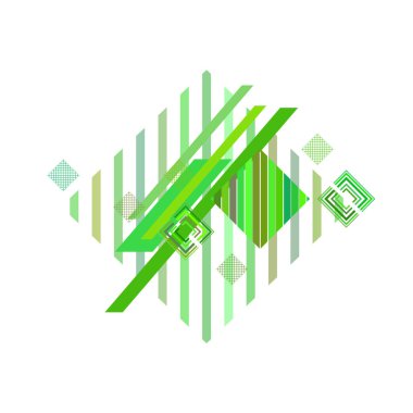 Beyaz arka plan üzerinde yeşil eşkenar dörtgen ile soyut desen