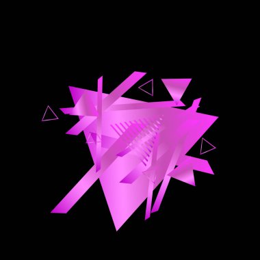 Siyah arka plan üzerinde pembe üçgenler ile geometrik desen