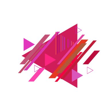 Beyaz arka plan üzerinde pembe ve kırmızı üçgenler ile soyut desen