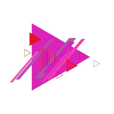 Beyaz arka plan üzerinde pembe ve kırmızı üçgenler ile soyut desen