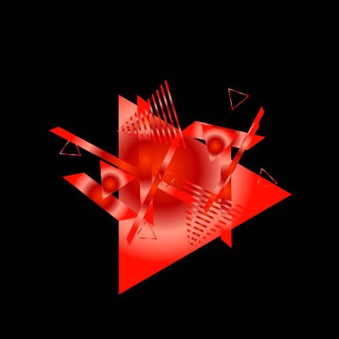 Siyah arka plan üzerinde kırmızı üçgenler ile geometrik desen