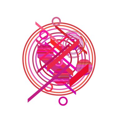 Beyaz arka planda parlak pembe renkte farklı daireler