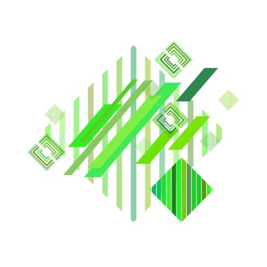 Beyaz arka plan üzerinde yeşil eşkenar dörtgen ile soyut desen