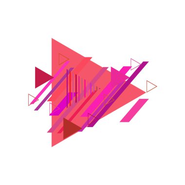 Beyaz arka plan üzerinde pembe ve kırmızı üçgenler ile soyut desen