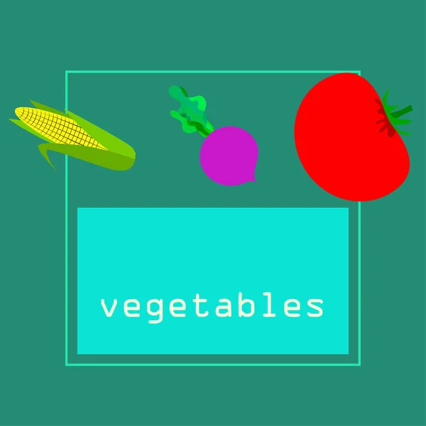 Ilustración Simple Verduras Con Letras Vector — Vector de stock