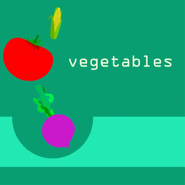 Ilustração Simples Vegetais Com Letras Vetor —  Vetores de Stock