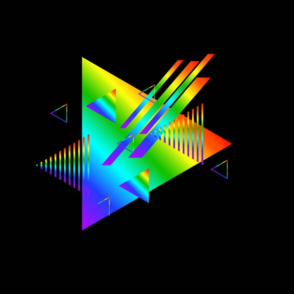 Pola Geometris Dengan Segitiga Warna Warni Pada Latar Belakang Hitam - Stok Vektor