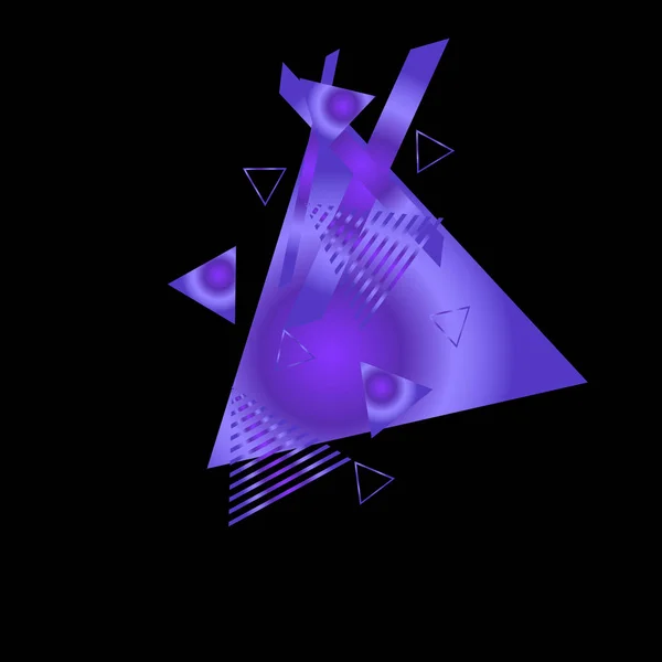 黑色背景上带有紫色三角形的几何图案 — 图库矢量图片