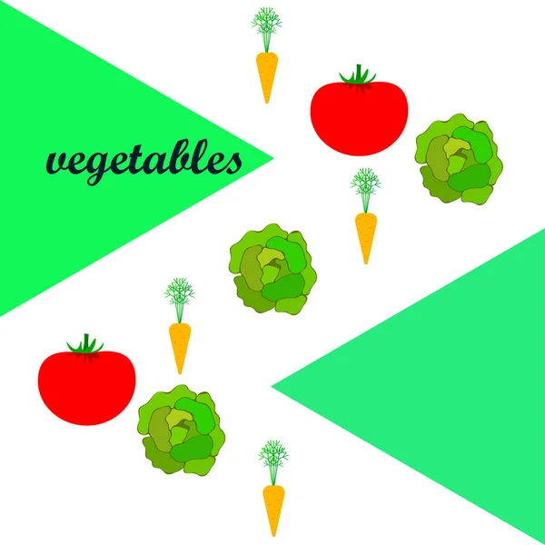 Ilustración Simple Diferentes Verduras Con Letras Vector — Vector de stock