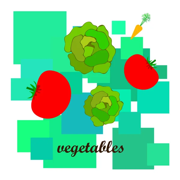 Ilustración Simple Verduras Colores Vector — Vector de stock