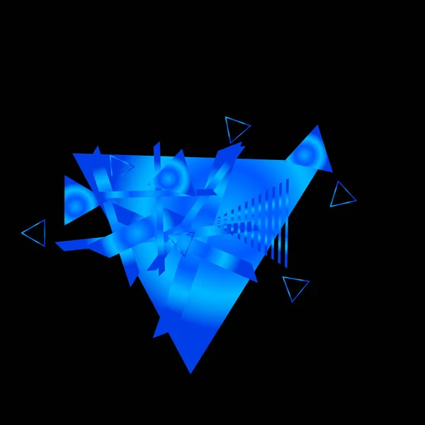 Geometriskt Mönster Med Blå Trianglar Svart Bakgrund — Stock vektor
