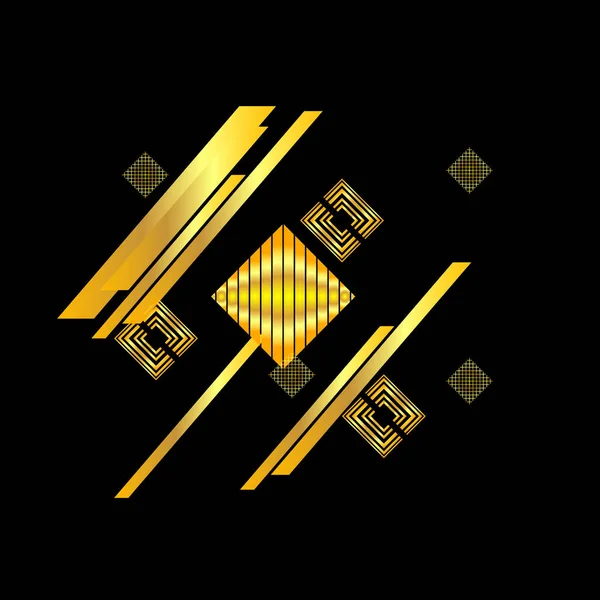 Geometric Pattern Golden Rhombuses Black Vector Illustration — Stock Vector