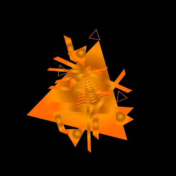 黒い背景に明るいオレンジ色の三角形 — ストックベクタ