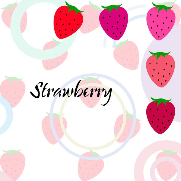 Illustration Strawberries Lettering Vector — Stock Vector