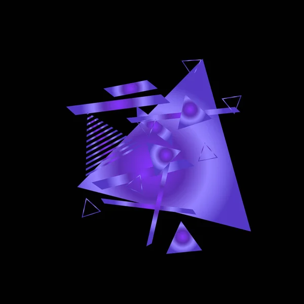 Geometrisches Muster Mit Lila Dreiecken Auf Schwarzem Hintergrund — Stockvektor